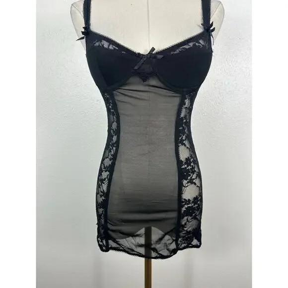 Rampage Vintage Y2K Bustier Slip Lingerie Lace Top Black Sz Small - Picture 3 of 6
